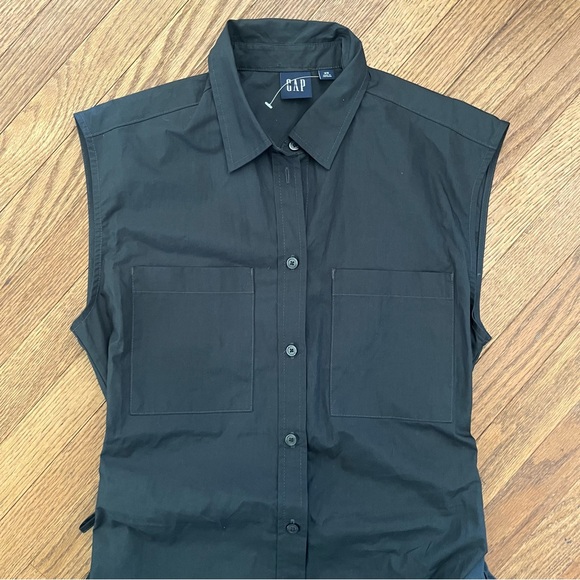 GAP Black Shirt Utility Dress Cut Out Back  Size XS - Picture 2 of 8
